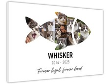 Personalised Cat Memorial Fish Collage Canvas Custom Pet Photo Tribute Gift