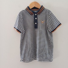 M&S Polo Shirt Boys 5 6 Years Short Sleeved Top t shirt collar blue striped