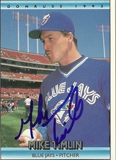 MIKE TIMLIN TORONTO BLUE JAYS SIGNED AUTOGRAPHED 1992 DONRUSS CARD #301 W/COA