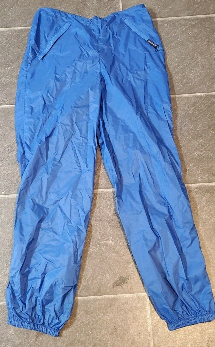 VTG PATAGONIA MEN'S NYLON BLUE WINDBREAKER PANTS SZ L Gem