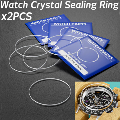 2X 0.35 0.4 0.45mm Dichtung O-Ring Uhr Front Cover Glas Dichtungsring 18mm-40mm