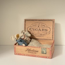 Maileg Mum Dad Mice in Cigar Box - Brand New - Retired Danish Denmark Design