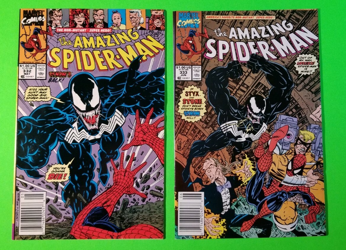 Amazing Spider-Man Lot #332 & #333, Both NEWSSTAND; Venom; Marvel