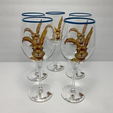 Pier 1 Henry Bunny Rabbit Wine Glass Goblets | Easter Spring | Set of 5