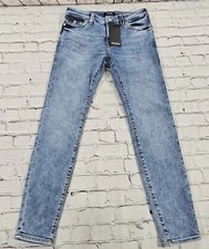 TRUE RELIGION Jennie Curvy Mid Rise Flap Super Skinny Jeans Light Breaker SZ 28