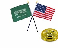 Usa American & Saudi Arabia Flags 4x6 Desk Set Table Gold Base Usa American & Saudi Arabia Flags 4x6 Desk Set Table Gold Base