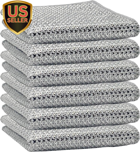 6 PCS Triple Stainless Steel Scrubber,Wire Cleaning Dishwashing Rag, Kitchen ...