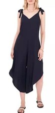 VINCE CAMUTO Womens Jumpsuit Size S Sundress Navy Tie-Straps Wide Leg NWT FU316