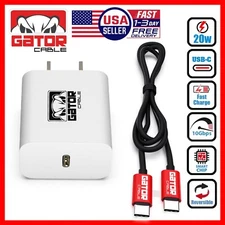 USB-C to USB-C Cable PD 20W Wall Charger Fast Charge for Samsung LG HTC Android