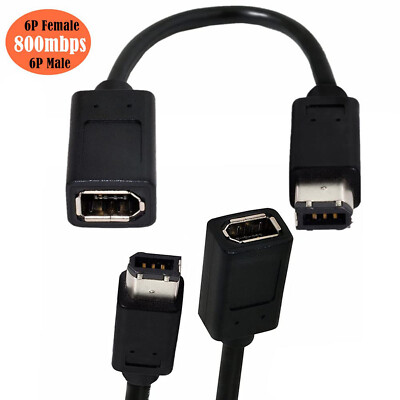 IEEE Firewire 1394 6 Pin Male to 6 Pin Female 400 to 400 Adapter Extension Cable