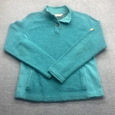 Weird Fish Sweater Womens Medium Half Zip Long Sleeve Pullover Green Cable Knit