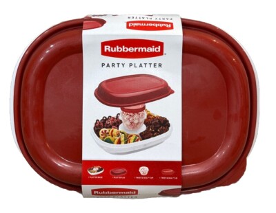 Rubbermaid Party Platter Container Set w/ Twist & Seal Cup & Lids NEW