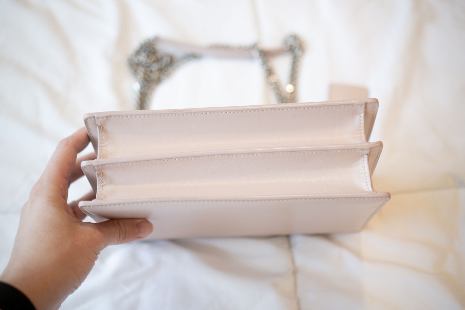 SAINT LAURENT YSL Rosa Chiaro con Ferramenta Argento Tramonto Medio in Pelle Liscia