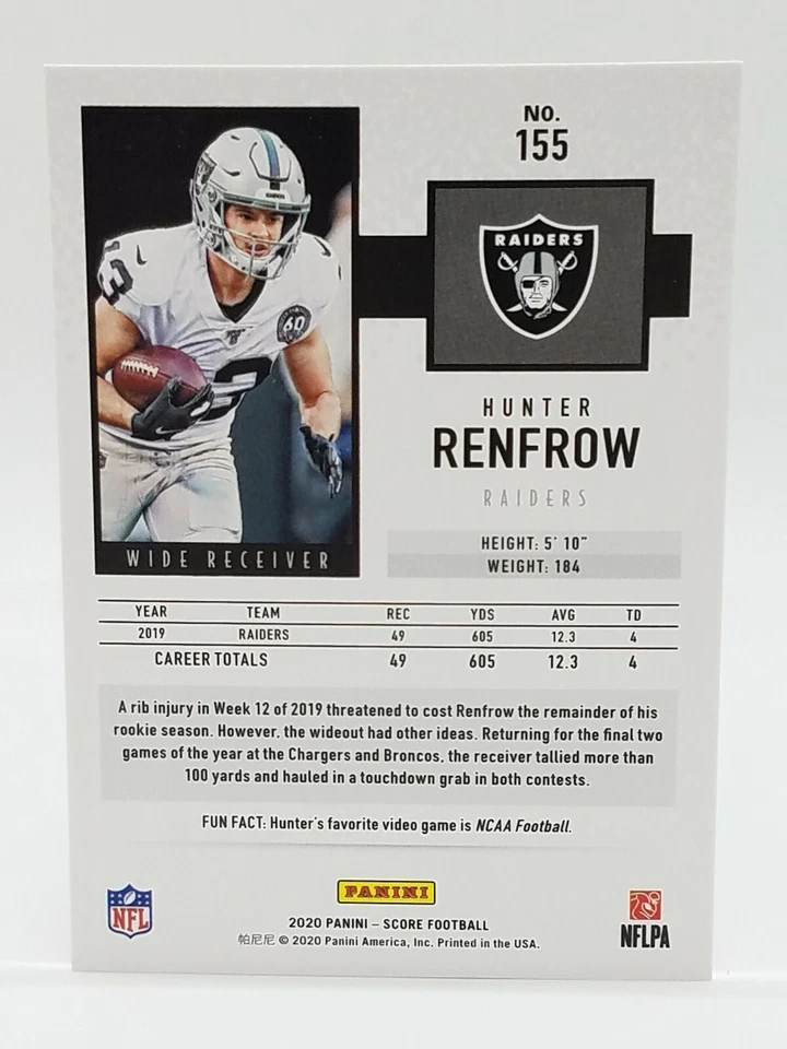 2020 Score Hunter Renfrow Red Parallel #155 Las Vegas Raiders 🔥🔥 - Image 2 of 2