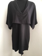 ZARA W/B Collection Black Layered Lagenlook V-neck knit dress Size S