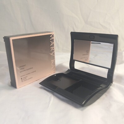 MARY KAY MAGNETIC BLACK COMPACT 017362 UNFILLED New in box MAKEUP CASE ~ MEDIUM