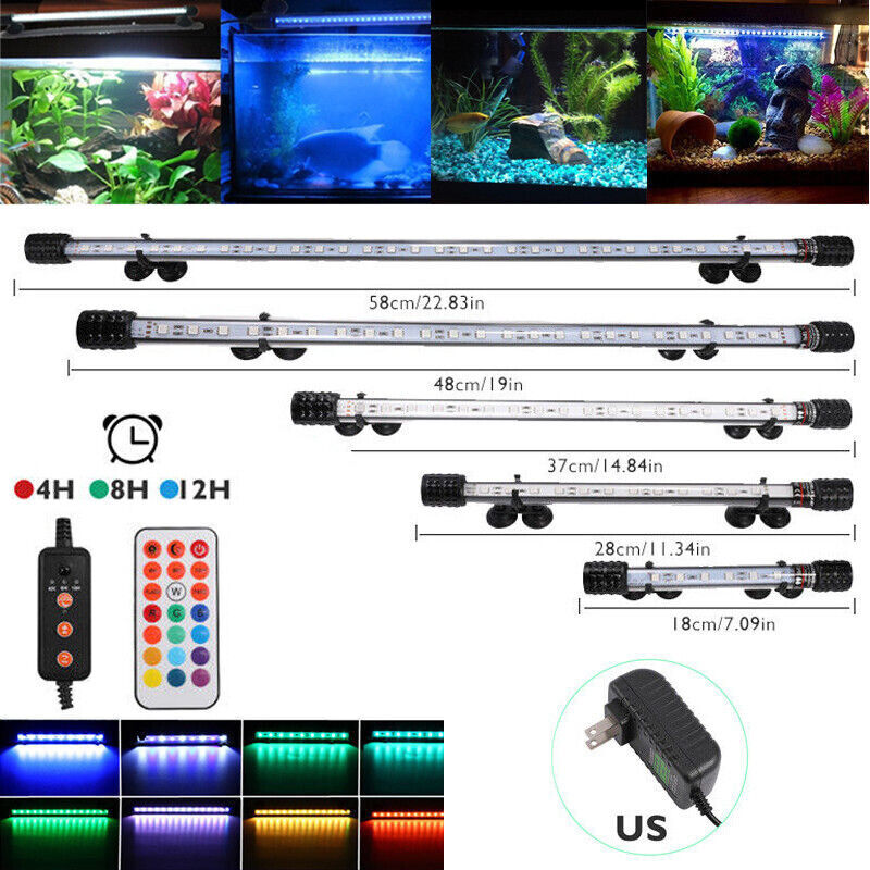 Aquarium Underwater Fish Tank RGB LED Light Submersible Strip Lamp w ...