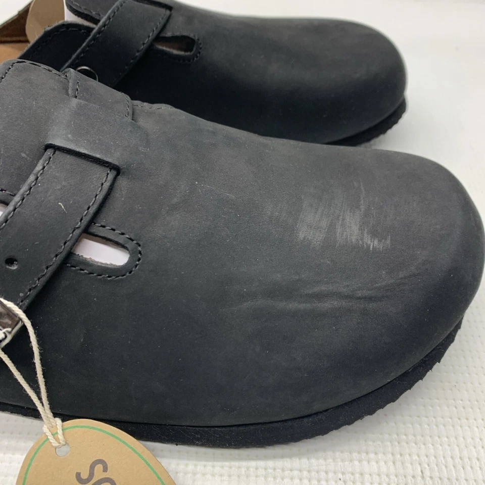 Zueco sin cordones con hebilla de cuero genuino White Mountain para mujer 9 negro Foto 3 de 4