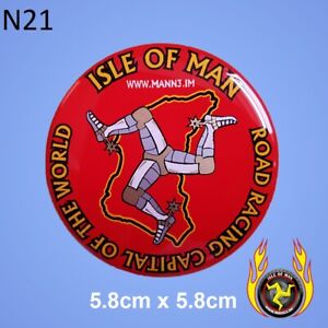 Isle of Man Road Racing Red Gel Badge Sticker 5.8cm x 5.8cm