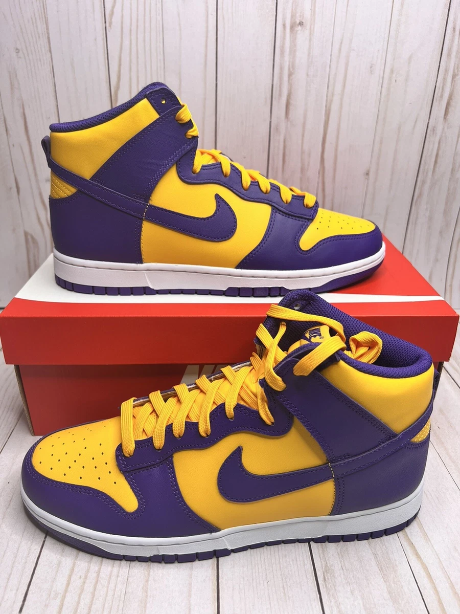 Nike Dunk High Retro Lakers Mens Size 10.5 DD1399 500 Court Purple Gold