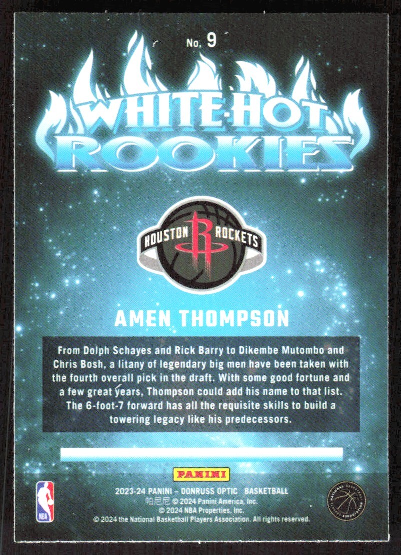 2023-24 7358E Donruss Optic White Hot Rookies Amen Thompson Rookie