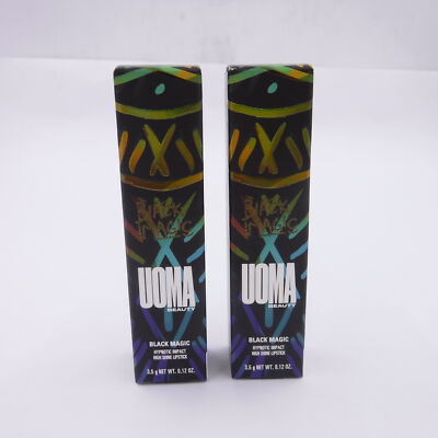 2 Pack UOMA BEAUTY Black Magic Hypnotic Impact High Shine Lipstick ON-FIRE, NIB