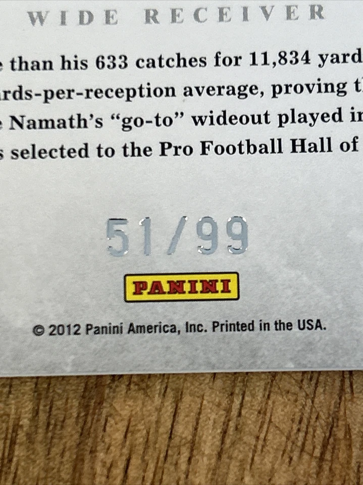 2011 National Treasures #24 Don Maynard Numbered 51 of 99 JETS Emblems of Hall - Image 3 of 3