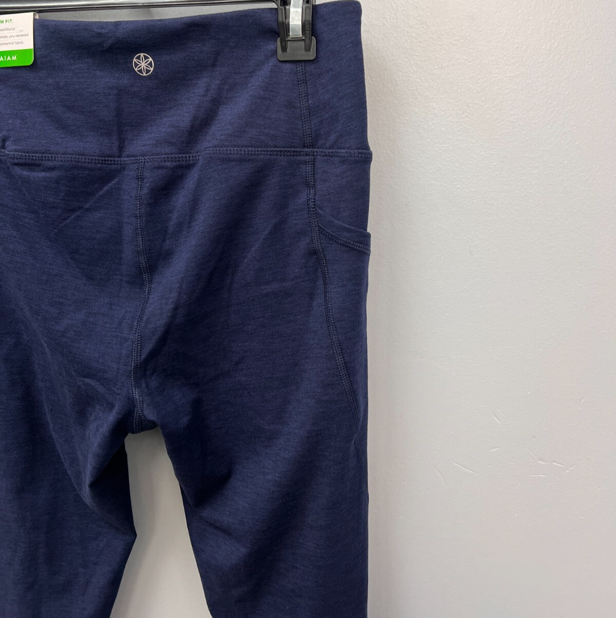 Gaiam Blue Heather Petal Marled Yoga Legging Women's Size Small w/Side Pockets