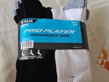 10 Boy Pro Player Performance Crew Socks shoe sz 3-9 Moisture Control Cushioned
