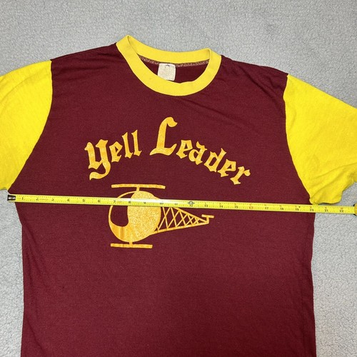 Vintage 1950s School Yell Leader Cheerleader TShirt Maroon Yellow Unknown School - Picture 3 of 9