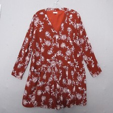 Garnet Hill Dress 10 Floral Baby Doll Pockets Drop Waist Lined Long Sleeve Boho