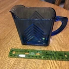 Vintage Hazel Atlas Cobalt Blue Glass Chevron 4” Tall Pitcher