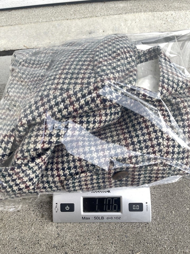 Woolrich Womens Brown Tweed Jacket Blazer Houndstooth Pockets Button