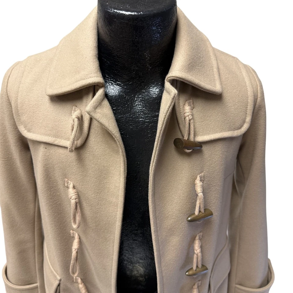 Abrigo de mujer Gap beige tostado mezcla de lana TOGGLE abrigo de guisante chaqueta de invierno para coche XS Foto 4 de 4