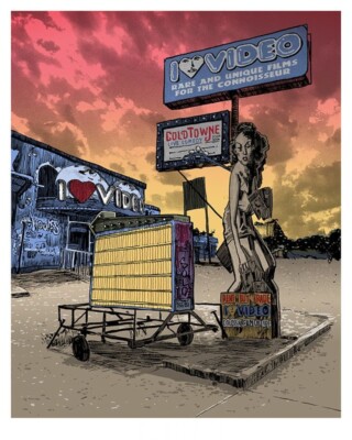I LUV VIDEO - Art Screen Print - Signed Artist -Tim Doyle, Austin Texas  mondo