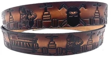PIPELINER PIPEFITTER TOOLS  WRENCH EMBOSSED COWHIDE LEATHER BROWN BELT USA MADE