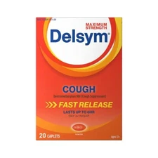 Maximum Strength Delsym Cough Suppressant Fast Release Caplets Lasts up to 8 ...