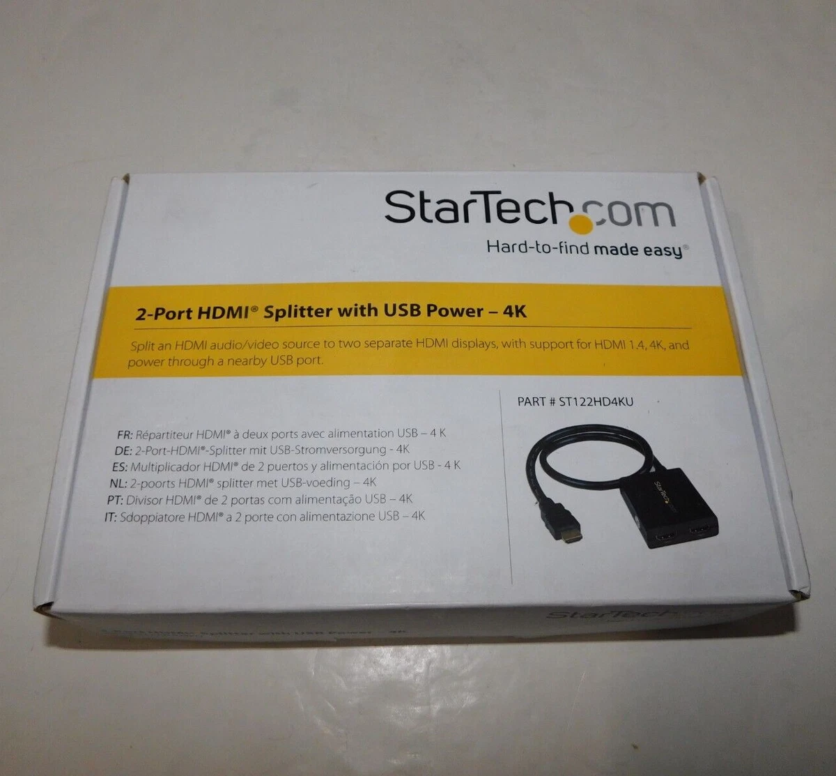 StarTech.com 4K HDMI 2-Port Video Splitter - USB or Power Adapter - 4K 30Hz