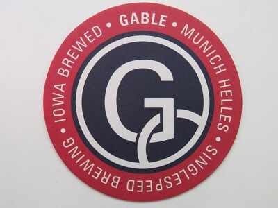Beer Coaster ~ SINGLESPEED Brewing Gable Munich Helles ~ Waterloo, IOWA Brewery