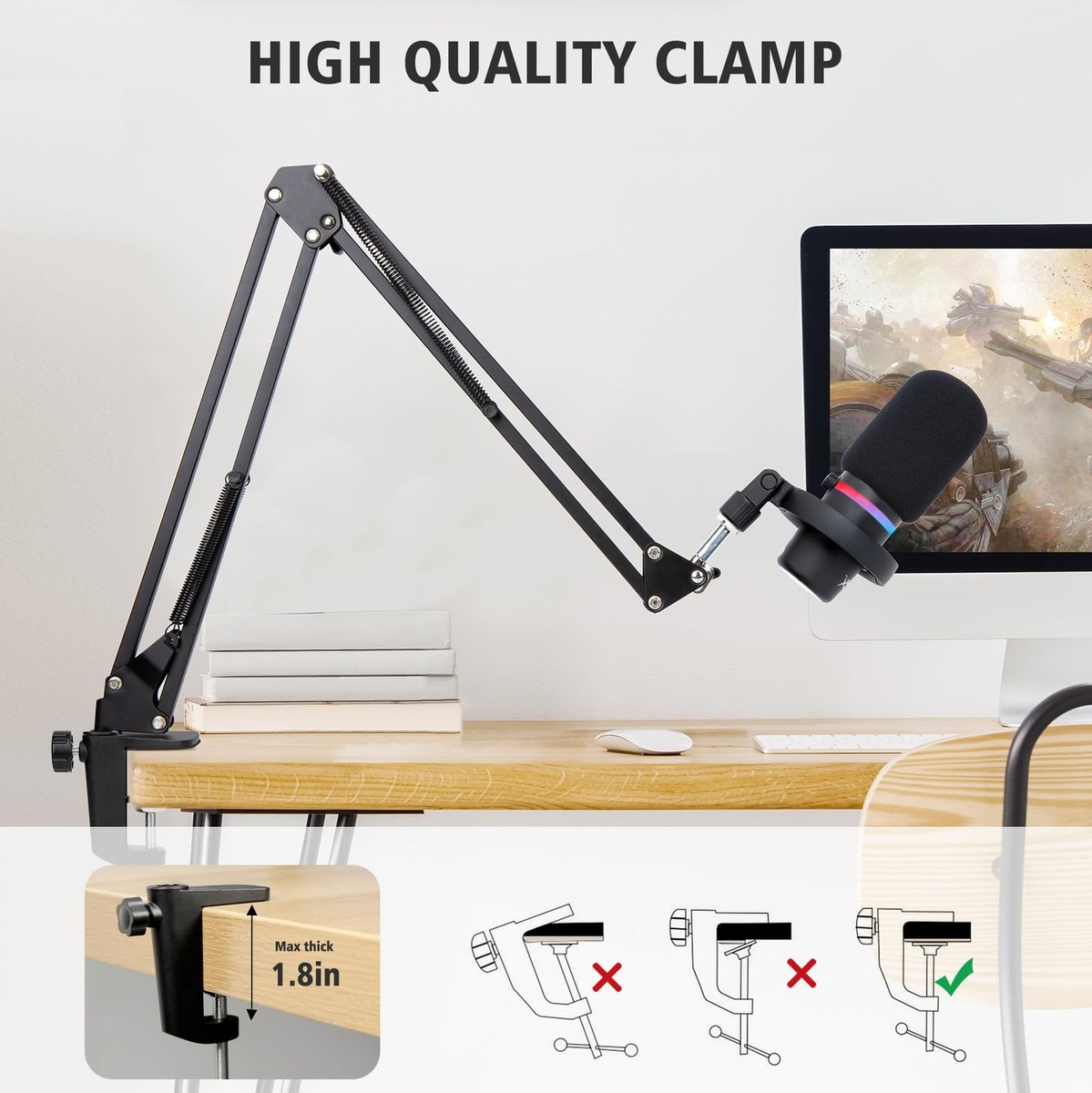 HyperX DuoCast Boom Arm - HyperX Microphone Arm Compatible with