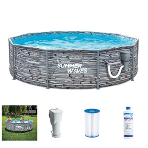 Summer Waves Active 12 Foot Stone Slate Print Metal Frame Above Ground Pool Set - Click1Get2 Hot Best Offers&secure=symbol0&set=par&sale=mega Discount&set=par1&price_min=200&sale=mega Discount