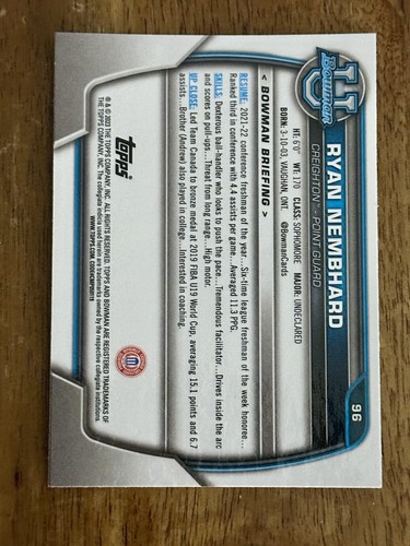 2022-23 Bowman University Chrome - Ryan Nembhard #96 (RC) - Bild 2 von 2