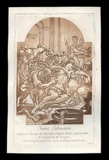 santino etching 1700 S.SEBASTIANO M. nicolas le sueur