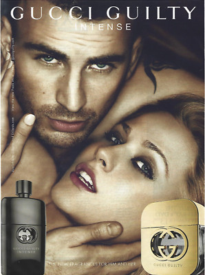 Gucci Guilty Intense Cologne Print Ad with Man Woman, Gucci Cologne Magazine Ad