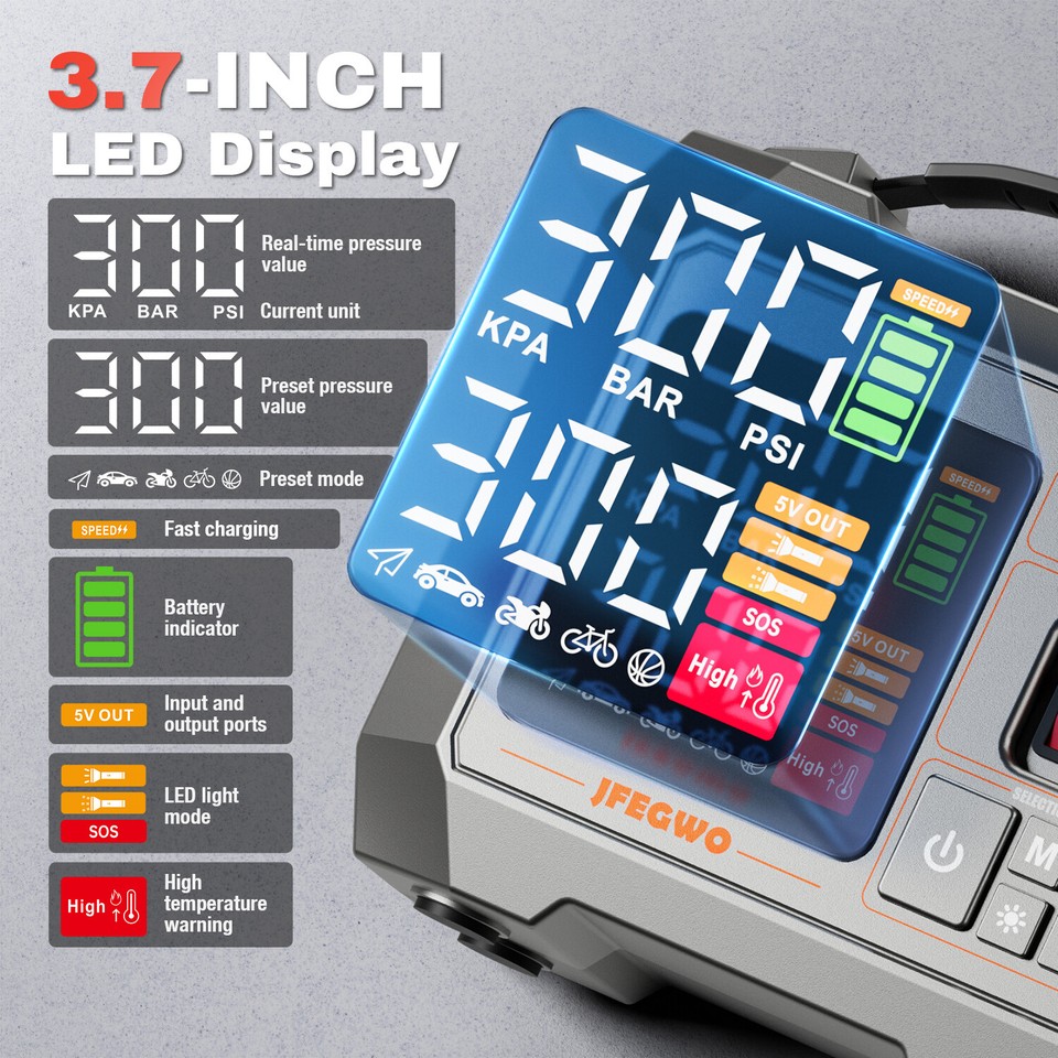 300PSI Heavy Duty Car Air Compressor Electric Double Cylinder Tire