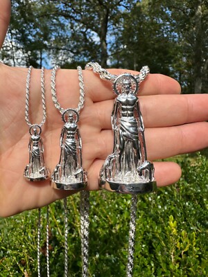 3D Real Solid 925 Silver Saint St Lazarus Necklace Pendant Plain
