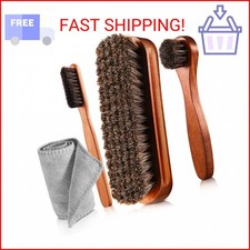 4 Pcs Horsehair Shine Shoes Brush Kit Polish Dauber Applicators Cleaning Leather