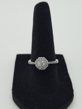 Stella Lustra 925 Sterling Silver  CZ NIB Flower Halo Engagement Ring size 7