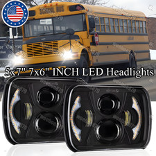 Pair 7x6 Led Headlights Hilo Sealed Beams For International 3800 School Bus A Pair 7x6 Led Headlights Hilo Sealed Beams For International 3800 School Bus A