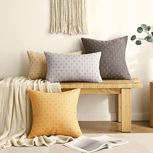 Pack de 2 Almohadas Decorativas de Lino Arpillera 20" x 12" (Pack de 2) Gris Oscuro - Imagen 4 de 6